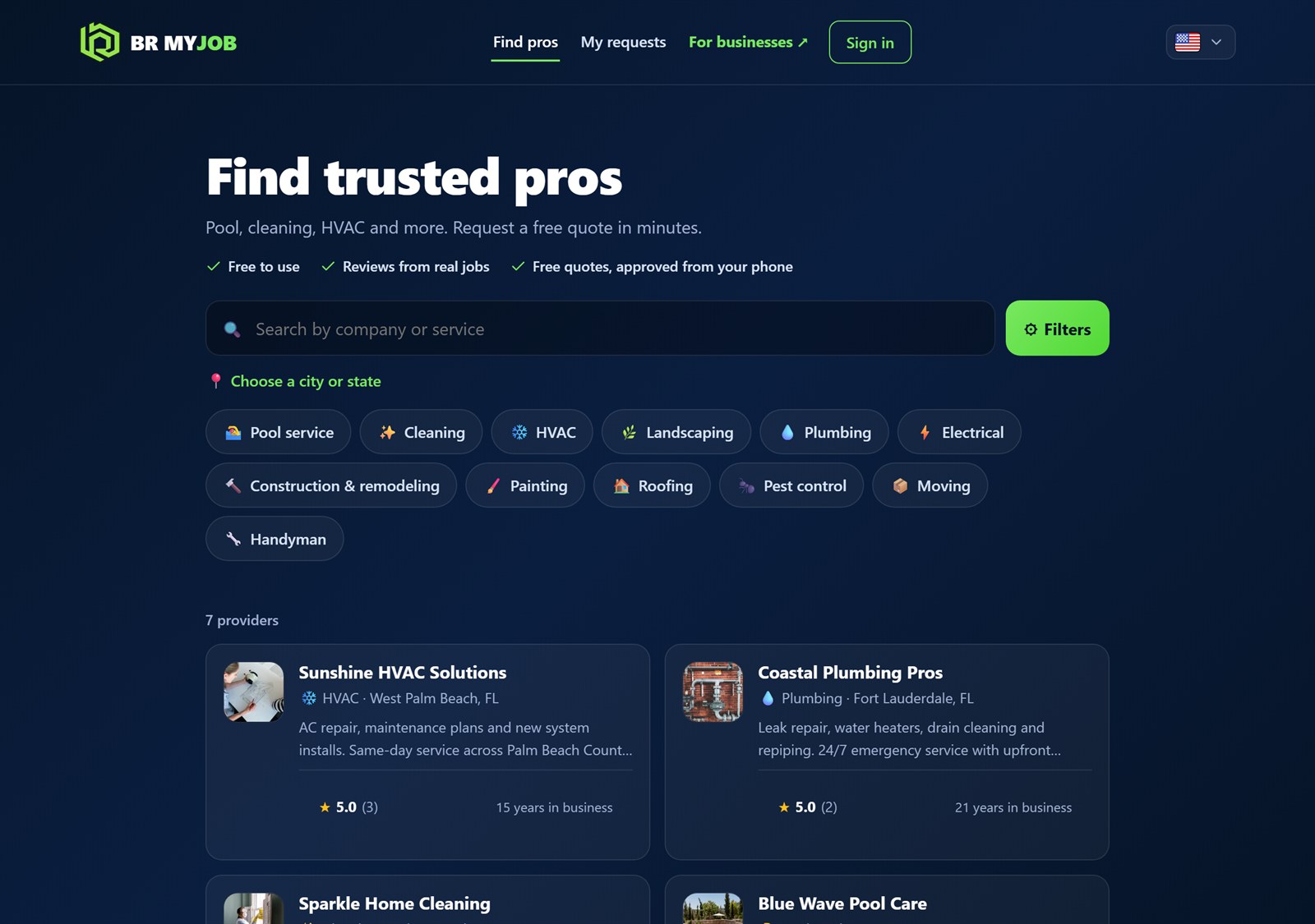 Get Br MyJob: búsqueda de proveedores de servicios con reseñas y presupuesto gratis